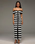 Button-Front Striped Bandage Dress