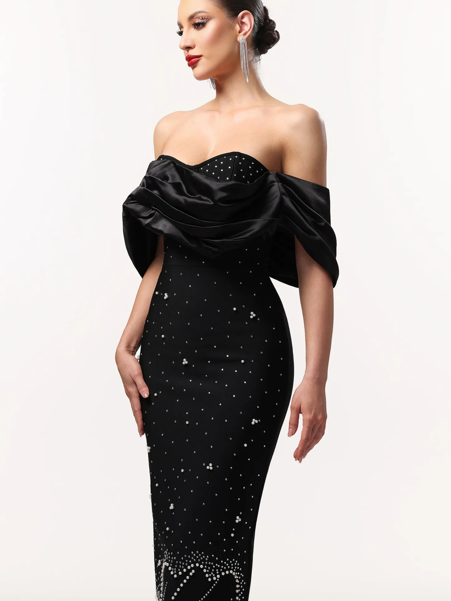 Off Shoulder Bloom Starlit Bandage Kleid