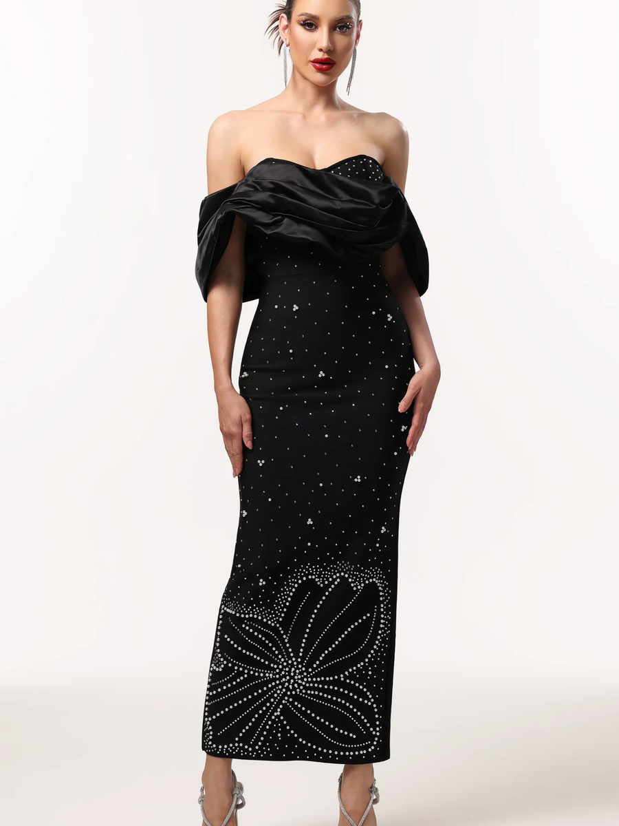 Off Shoulder Bloom Starlit Bandage Kleid