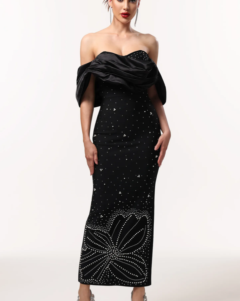 Off Shoulder Bloom Starlit Bandage Dress