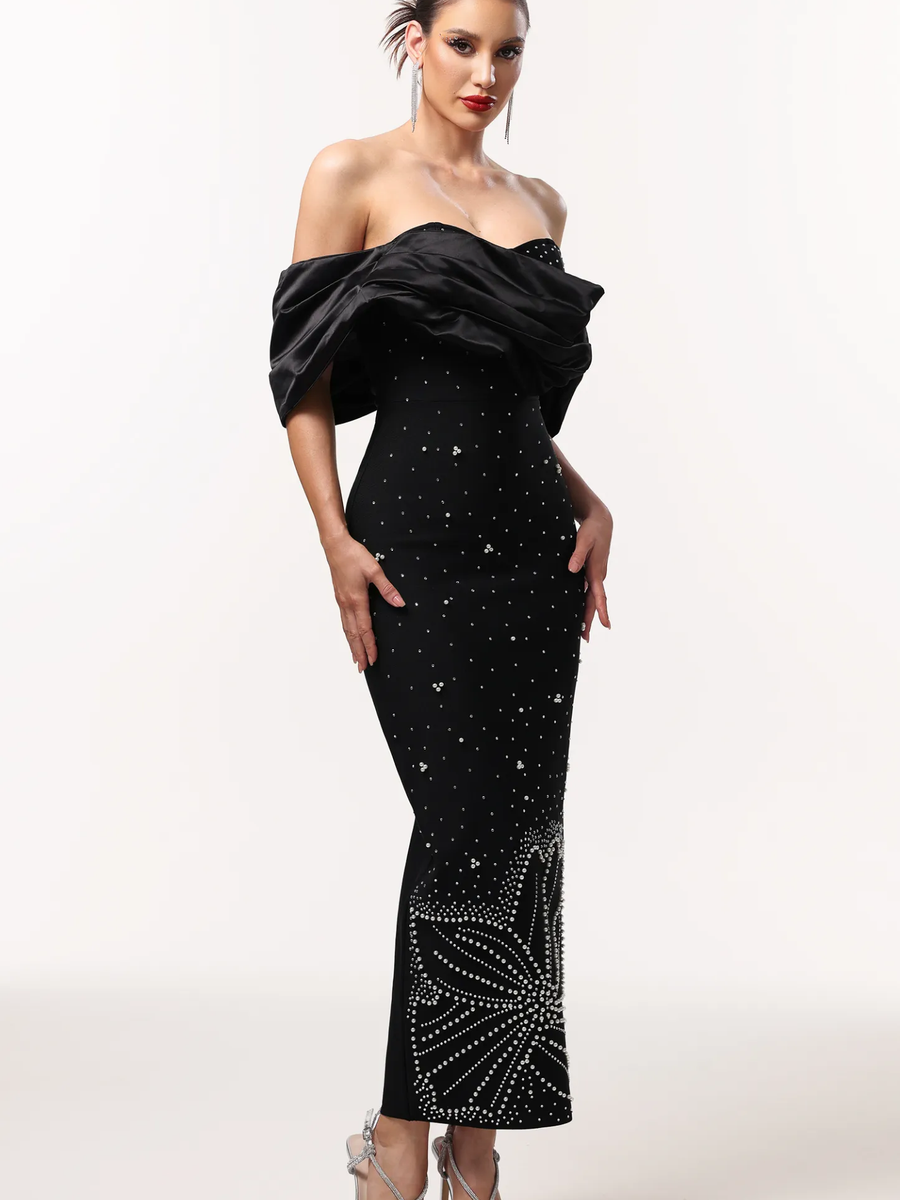 Off Shoulder Bloom Starlit Bandage Kleid