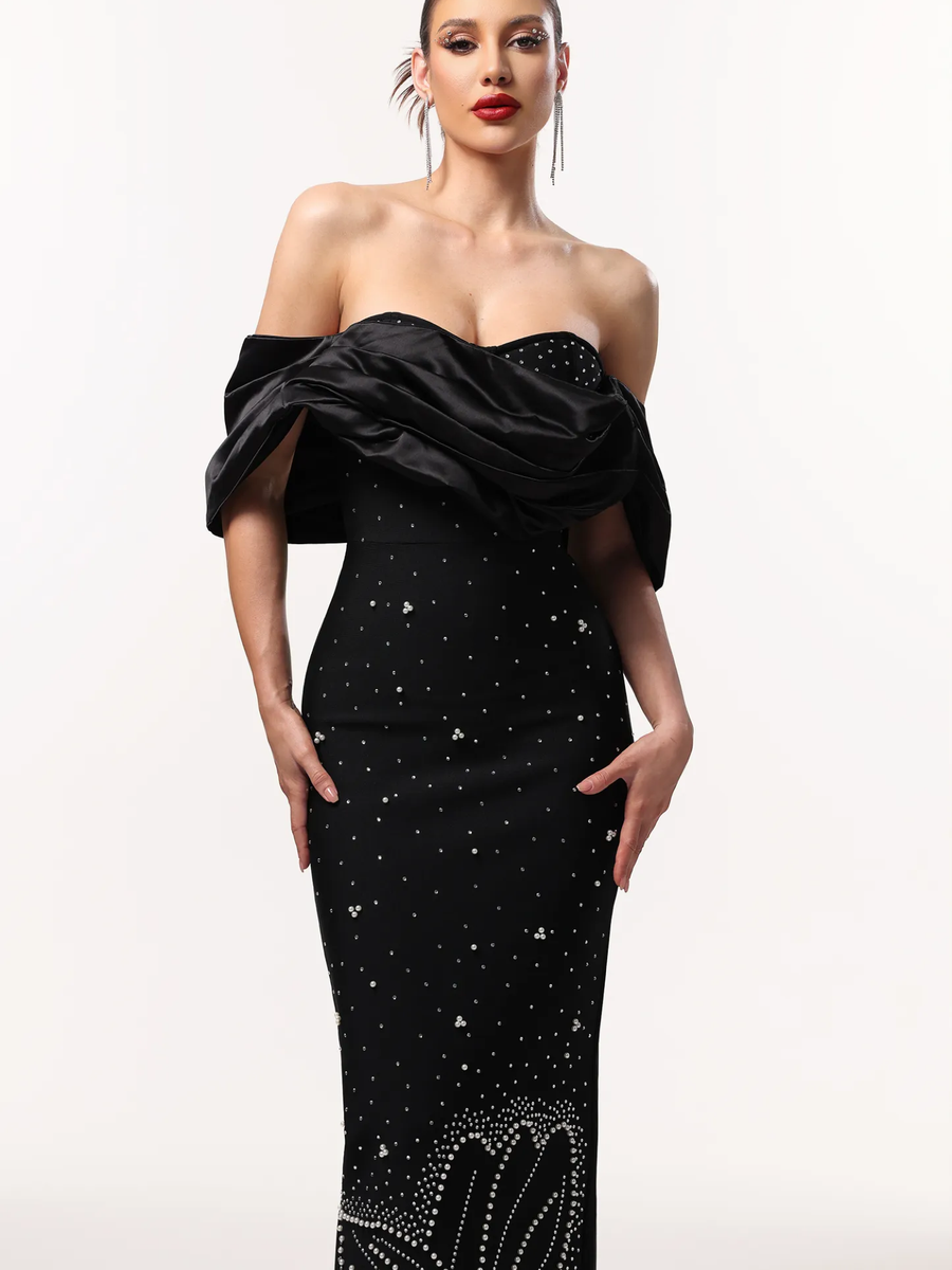 Off Shoulder Bloom Starlit Bandage Kleid