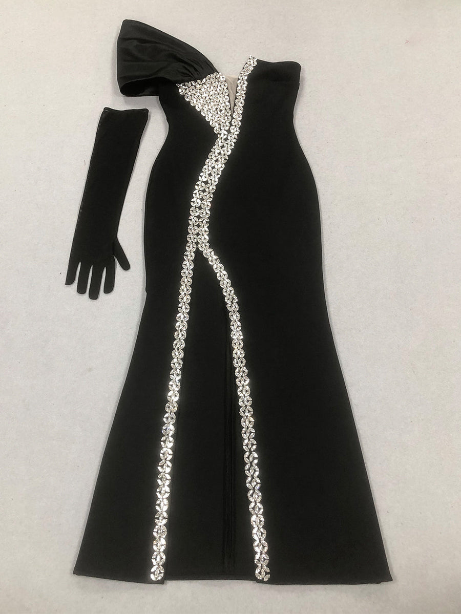 Desirée Moreau — Asymmetric Crystal Side Slit Bandage Dress, alternate view 2