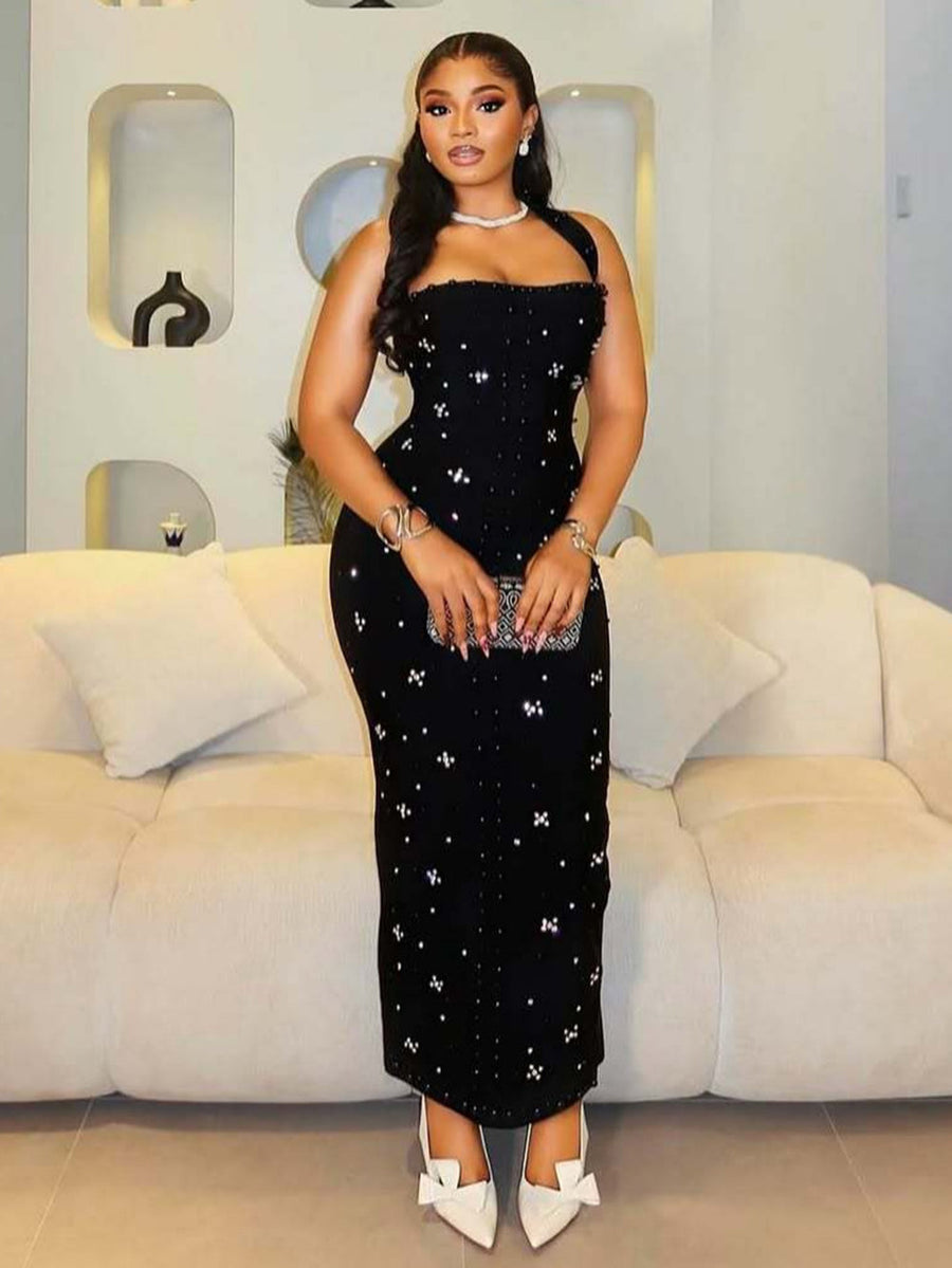 Zara Moreau — Nail Bead Rhinestone Bandage Dress