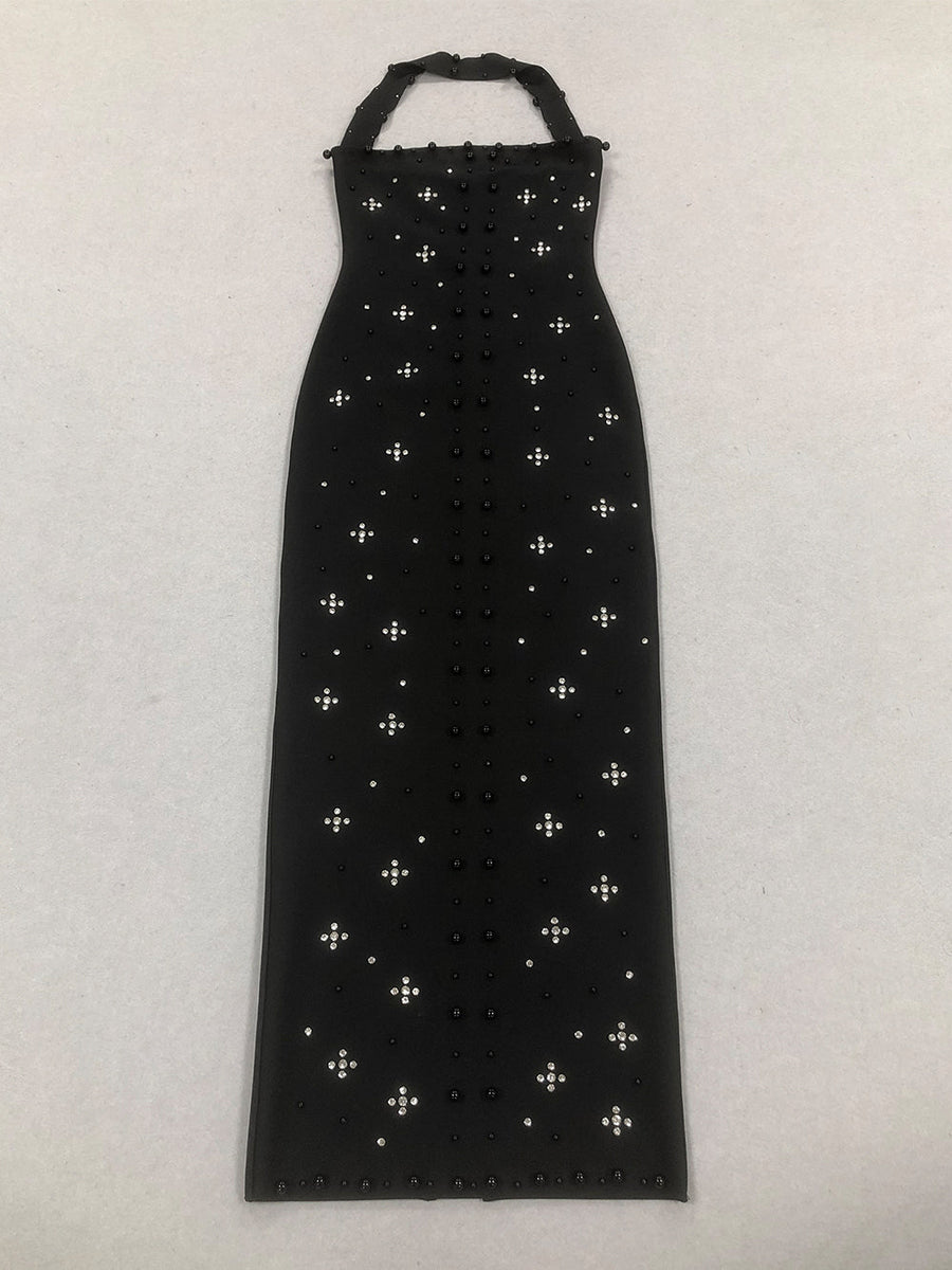 Nail Bead Rhinestone Bandage Dress