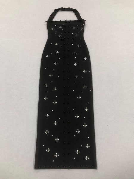 Nail Bead Rhinestone Bandage Dress