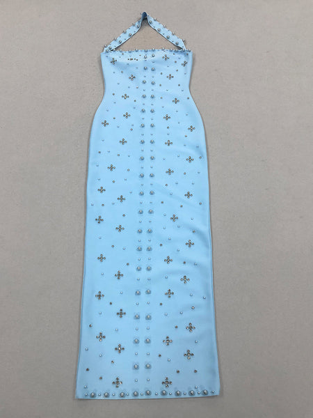Nail Bead Rhinestone Bandage Dress