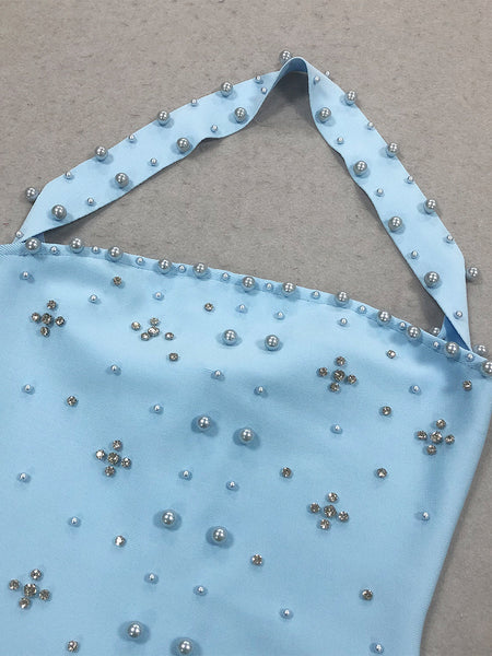 Nail Bead Rhinestone Bandage Dress