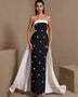 White-Bowknot Rhinestone Bandage Maxi Dress