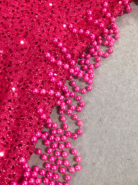 Pearl Chain Sequined Bandage Evening Dress