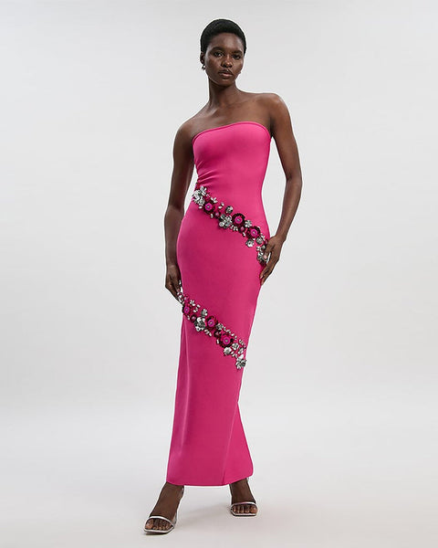 Sequin Flowers Embellished Bandage Dress