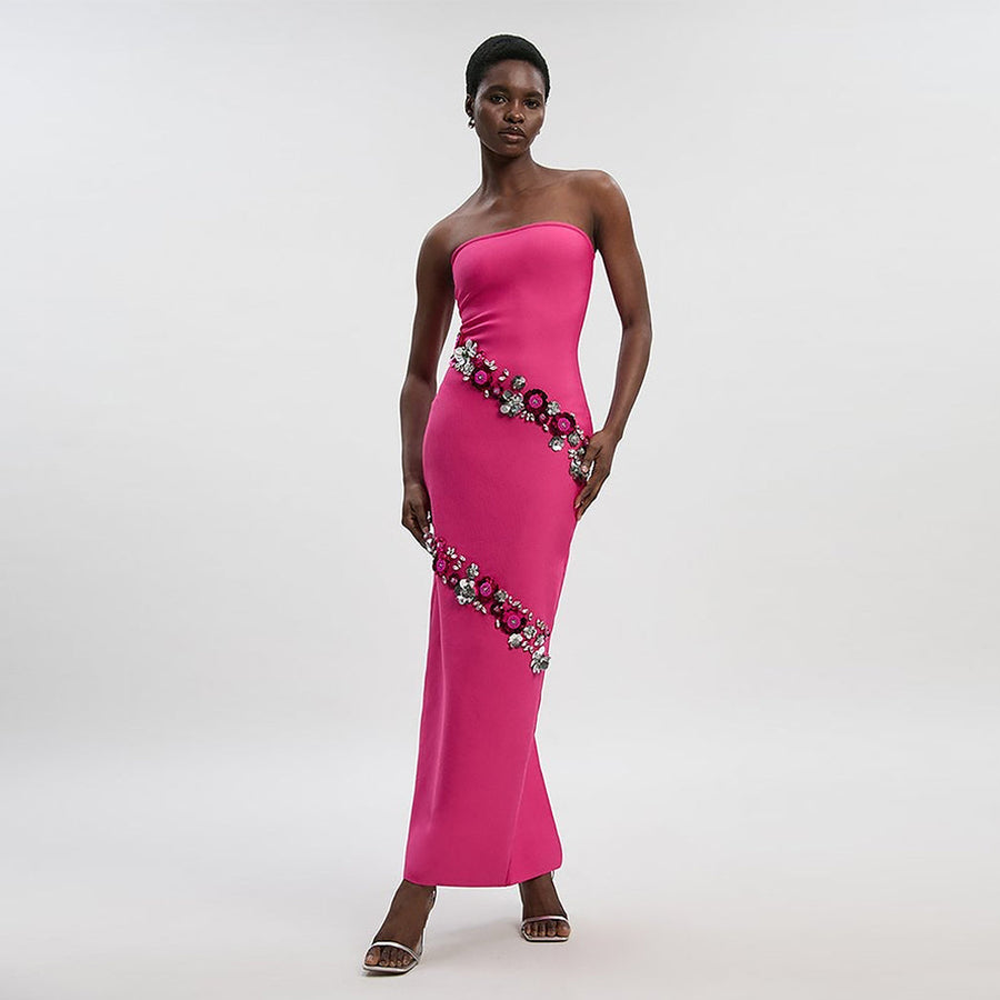 Irina Moreau — Sequin Flowers Embellished Bandage Dress
