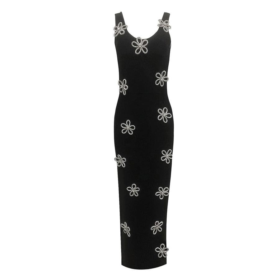 Strassblumen verziertes Bandage-Kleid