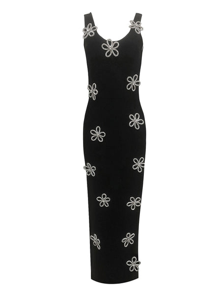 Strassblumen verziertes Bandage-Kleid