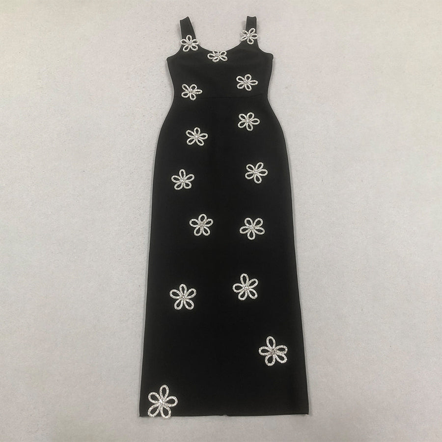 Strassblumen verziertes Bandage-Kleid