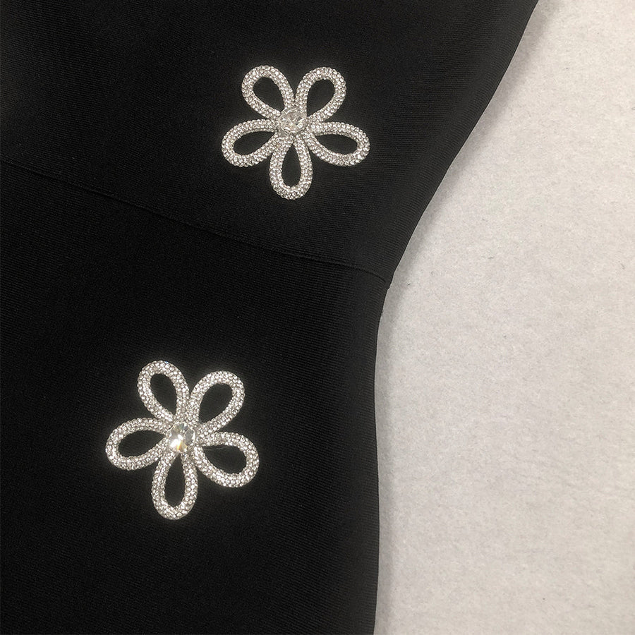 Strassblumen verziertes Bandage-Kleid
