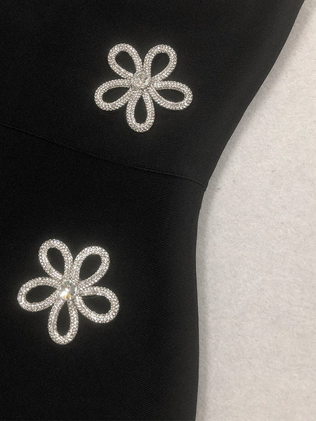 Strassblumen verziertes Bandage-Kleid
