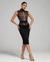 Hochgeschlossenes Bandage-Kleid mit Spitze