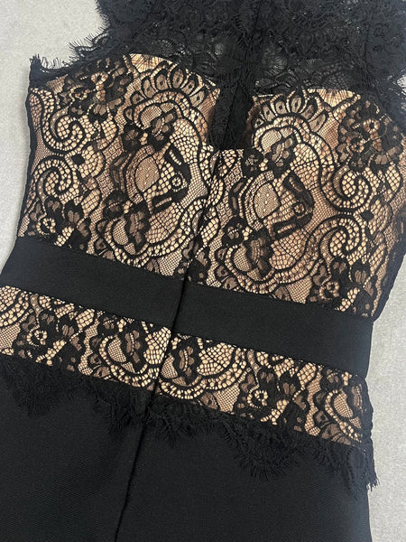 Hochgeschlossenes Bandage-Kleid mit Spitze