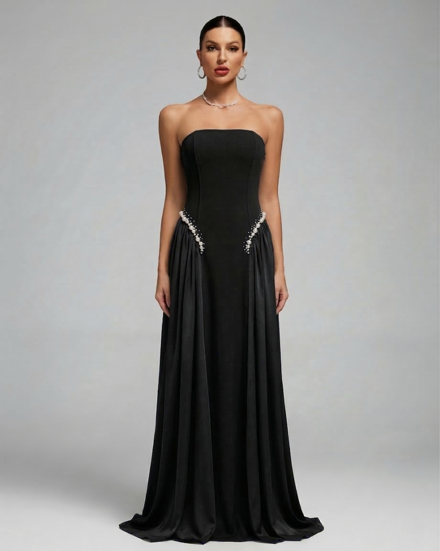 Arden Capri — Pearl-Embellished Strapless Girdle Maxi Dress, alternate view 2