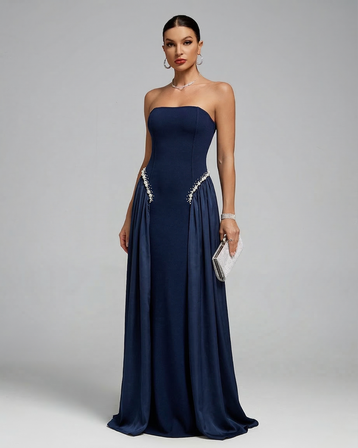 Arden Capri — Pearl-Embellished Strapless Girdle Maxi Dress, alternate view 4