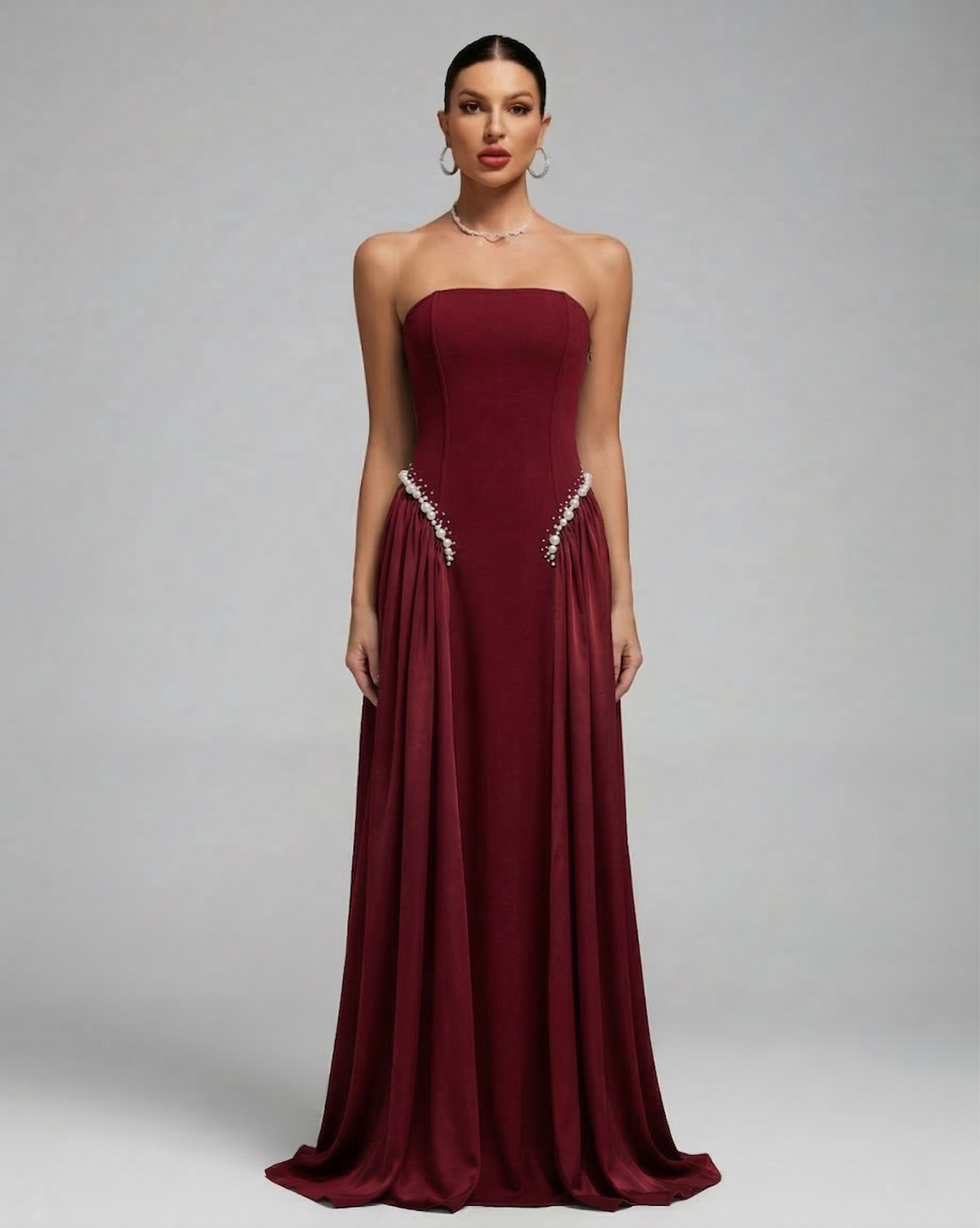 Arden Capri — Pearl-Embellished Strapless Girdle Maxi Dress, alternate view 3