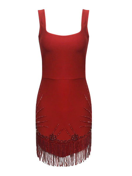 Crystal Fringe Mini Bandage Dress