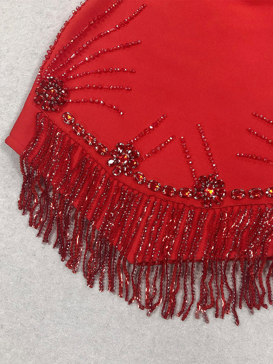 Crystal Fringe Mini Bandage Dress