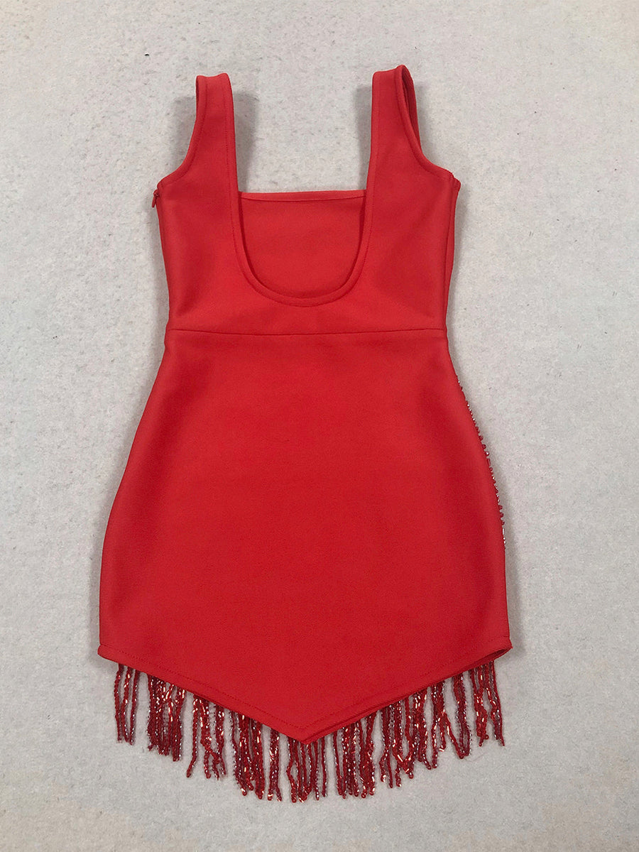 Crystal Fringe Mini Bandage Dress