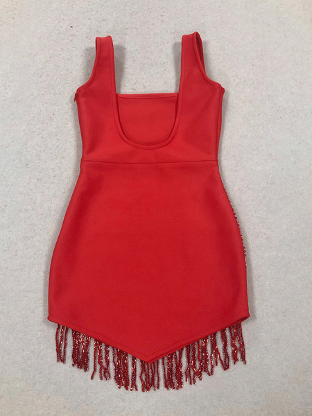 Crystal Fringe Mini Bandage Dress