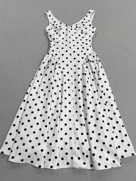 Trägerkleid mit Polka-Dots und Korsett-Oberteil