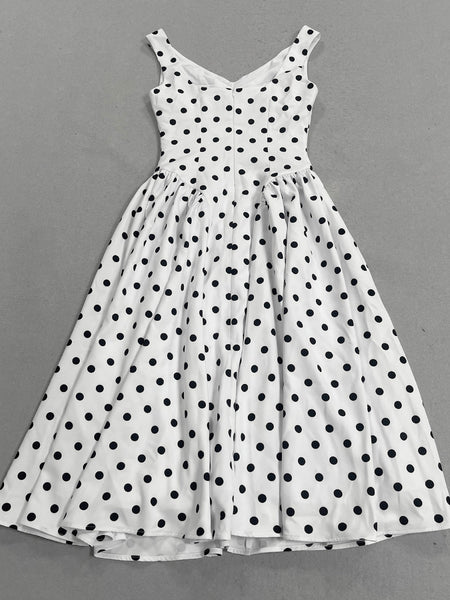 Trägerkleid mit Polka-Dots und Korsett-Oberteil