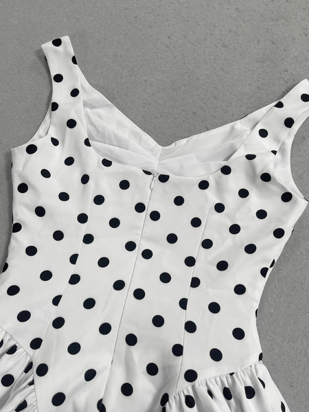 Trägerkleid mit Polka-Dots und Korsett-Oberteil