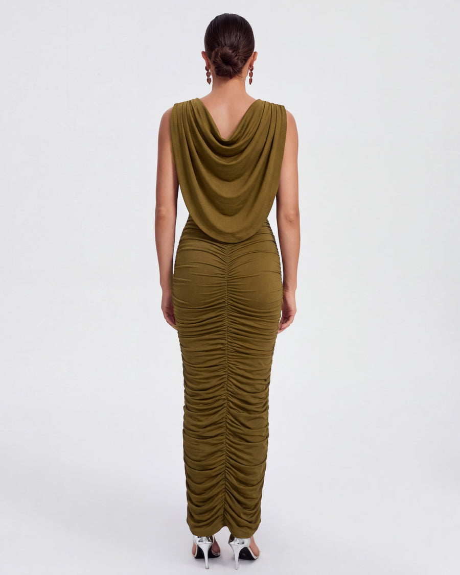 Undine Moreau — Swing Collar Ruched Bodycon Dress, alternate view 2