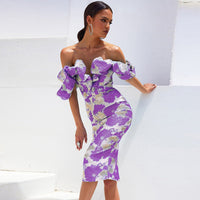 Zara Delacroix — Off-shoulder long dress with pleats and a fitted style to accentuate your figure