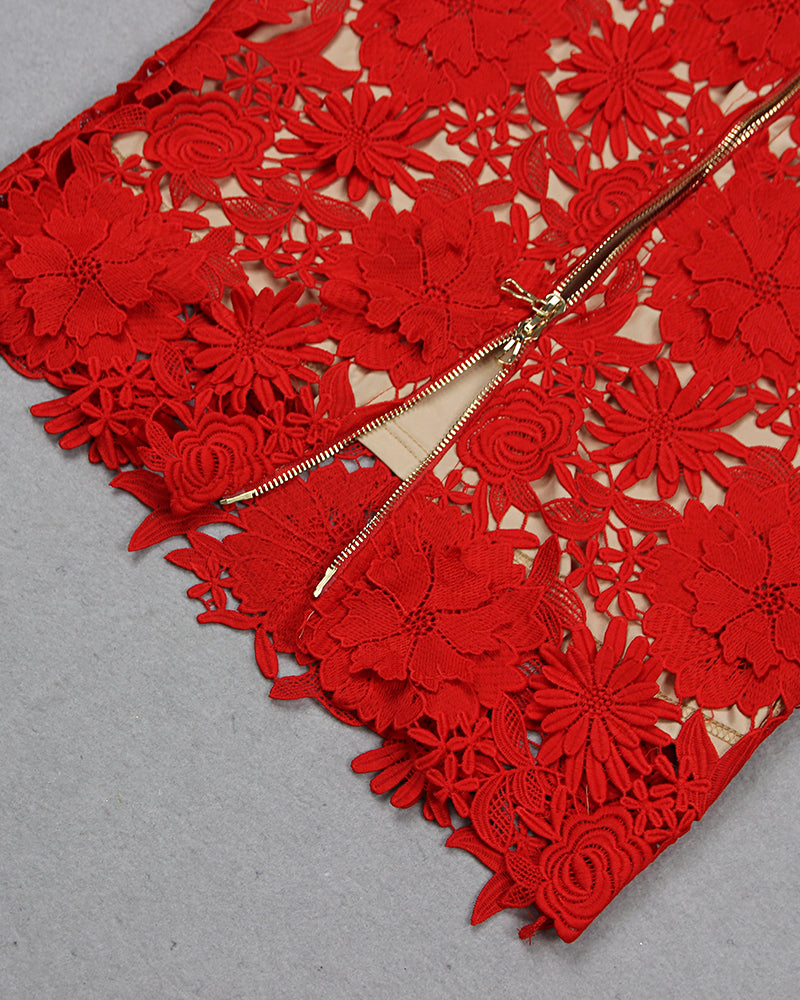 Lake Lefèvre — Strapless Floral Applique Midi Dress, alternate view 9