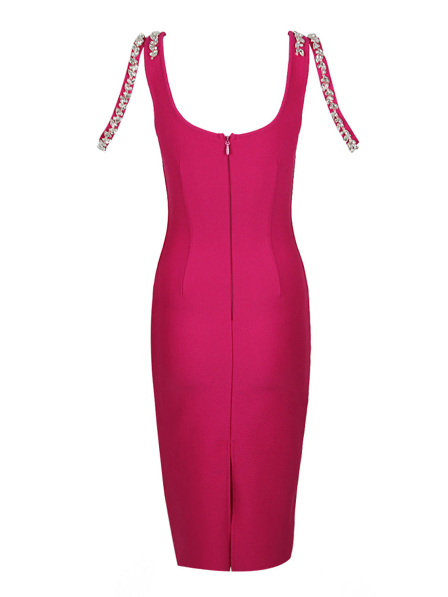 Strappy Sleeveless Rhinestone Over Knee Bandage Dress - Opulent Empire