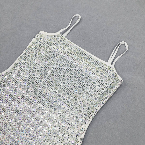 Strappy Sleeveless Rhinestone Maxi Bodycon Dress