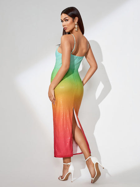 Colorful Gradient Midi Dress with Starfish