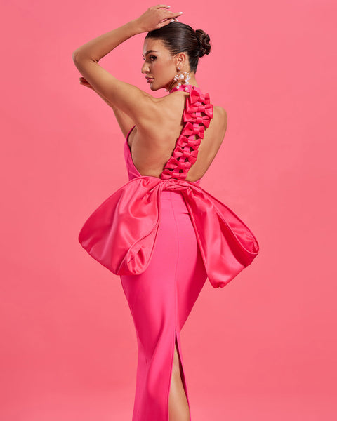 Huge Bow Split Maxi Bandage Dress - Opulent Empire