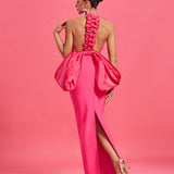 Huge Bow Split Maxi Bandage Dress - Opulent Empire