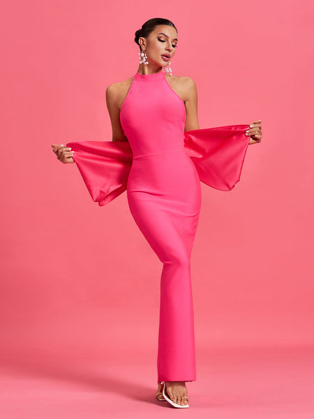 Huge Bow Split Maxi Bandage Dress - Opulent Empire