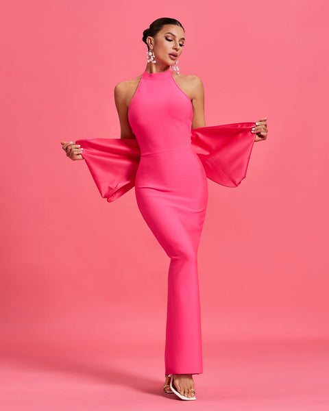 Huge Bow Split Maxi Bandage Dress - Opulent Empire
