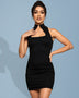 Elegant Triangular Color Block Bandage Dress