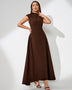 Solid Color Long Maxi Dress with V-Neck