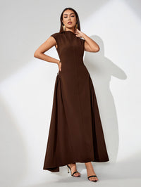 Nova Rousseau — Solid Color Long Maxi Dress with V-Neck