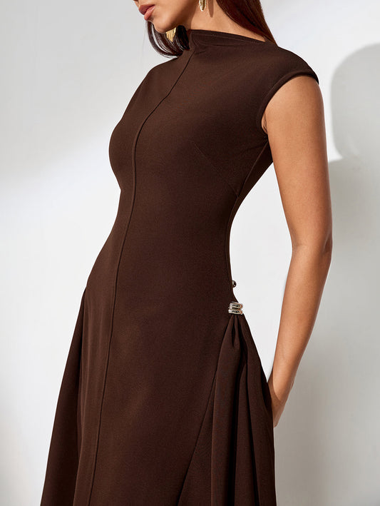 Solid Color Long Maxi Dress with V-Neck
