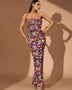 Strapless Floral Bustier Sequins Maxi Dress
