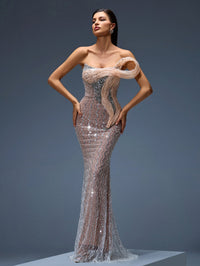 Tahlia Montclair — Stunning Maxi Dress with Rhinestones and Wavy Ombre