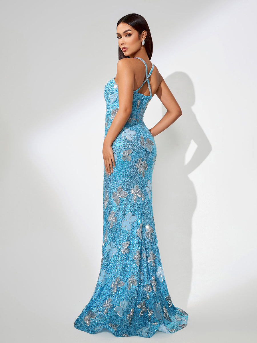 Brilliant Maxi Dress with Sequin Butterflies